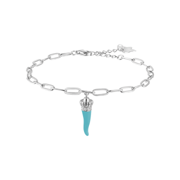 BRACCIALE IN ARGENTO CON CORNO AZZURRO Melitea