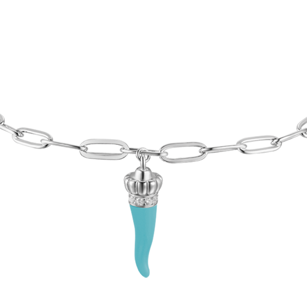 BRACCIALE IN ARGENTO CON CORNO AZZURRO Melitea