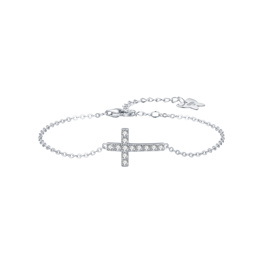 BRACCIALE IN ARGENTO CON CROCE CON CRISTALLI BIANCHI Melitea