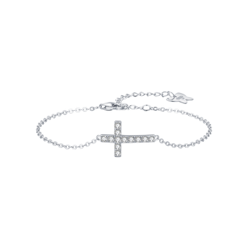 BRACCIALE IN ARGENTO CON CROCE CON CRISTALLI BIANCHI Melitea