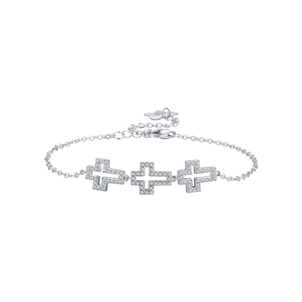 BRACCIALE IN ARGENTO CON CROCI CON CRISTALLI BIANCHI Melitea