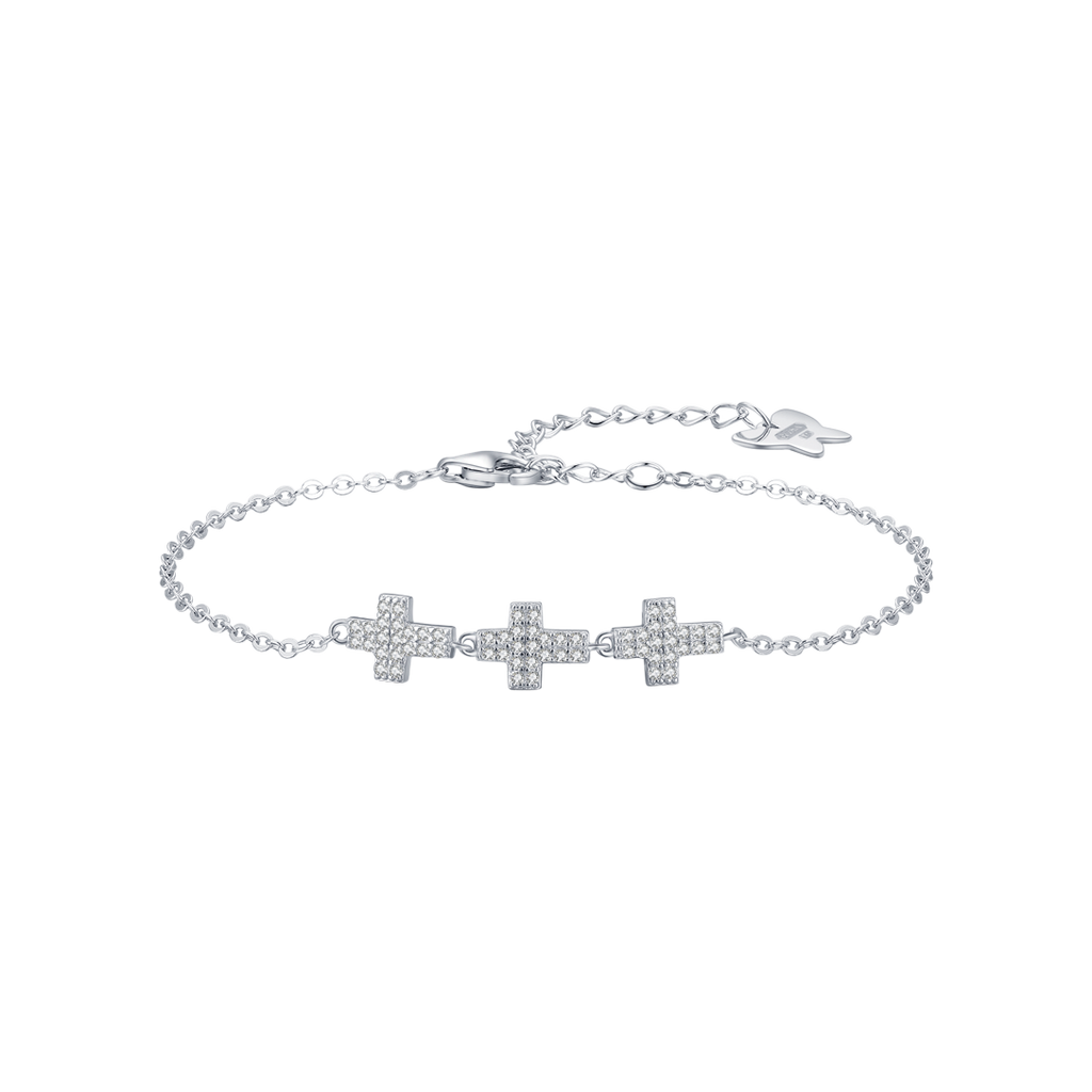 BRACCIALE IN ARGENTO CON CROCI CON CRISTALLI BIANCHI Melitea