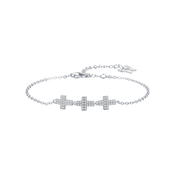 BRACCIALE IN ARGENTO CON CROCI CON CRISTALLI BIANCHI Melitea
