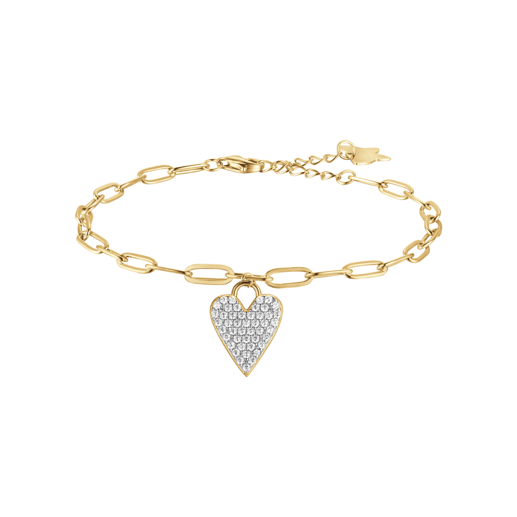 BRACCIALE IN ARGENTO IP GOLD CON CUORE CON CRISTALLI BIANCHI Melitea