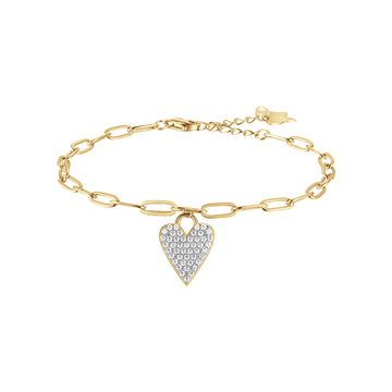 BRACCIALE IN ARGENTO IP GOLD CON CUORE CON CRISTALLI BIANCHI Melitea