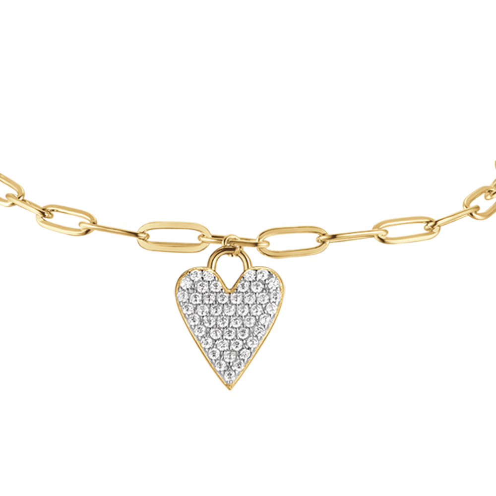 BRACCIALE IN ARGENTO IP GOLD CON CUORE CON CRISTALLI BIANCHI Melitea