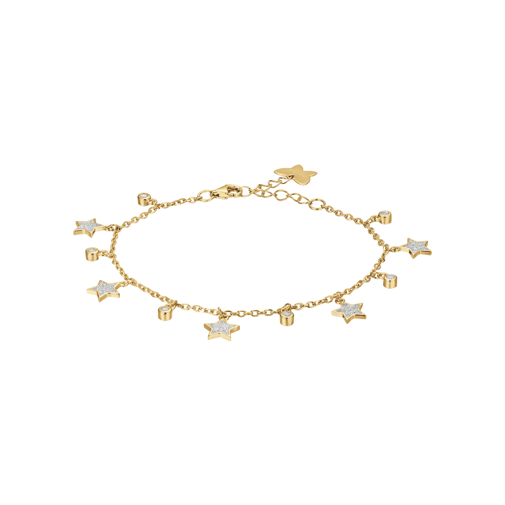 BRACCIALE IN ARGENTO IP GOLD CON STELLE CON CRISTALLI BIANCHI Melitea