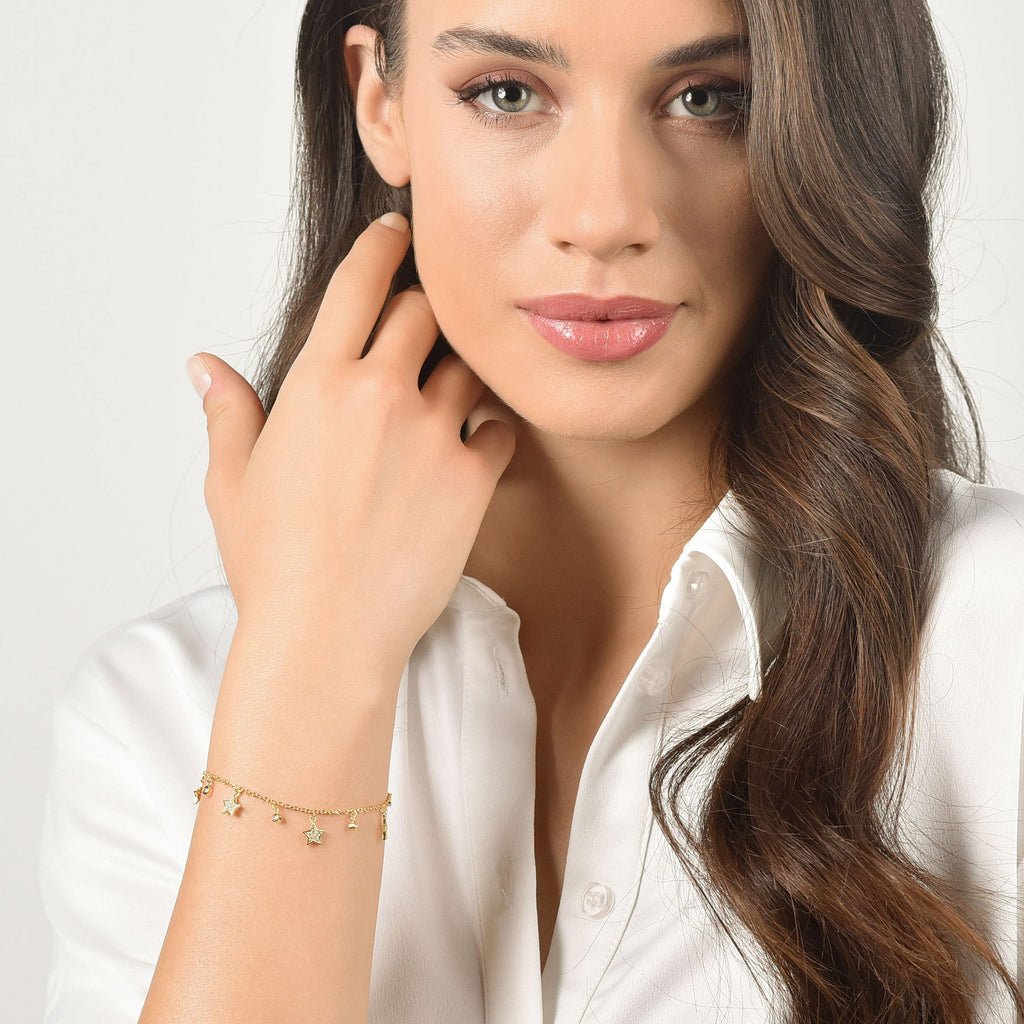 BRACCIALE IN ARGENTO IP GOLD CON STELLE CON CRISTALLI BIANCHI Melitea