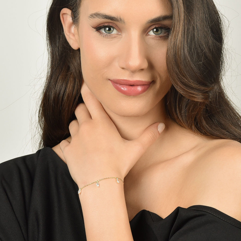 BRACCIALE IN ARGENTO IP GOLD CON ZIRCONI BIANCHI Melitea