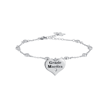 BRACCIALE IN ARGENTO CON CUORE GRAZIE MAESTRA Melitea