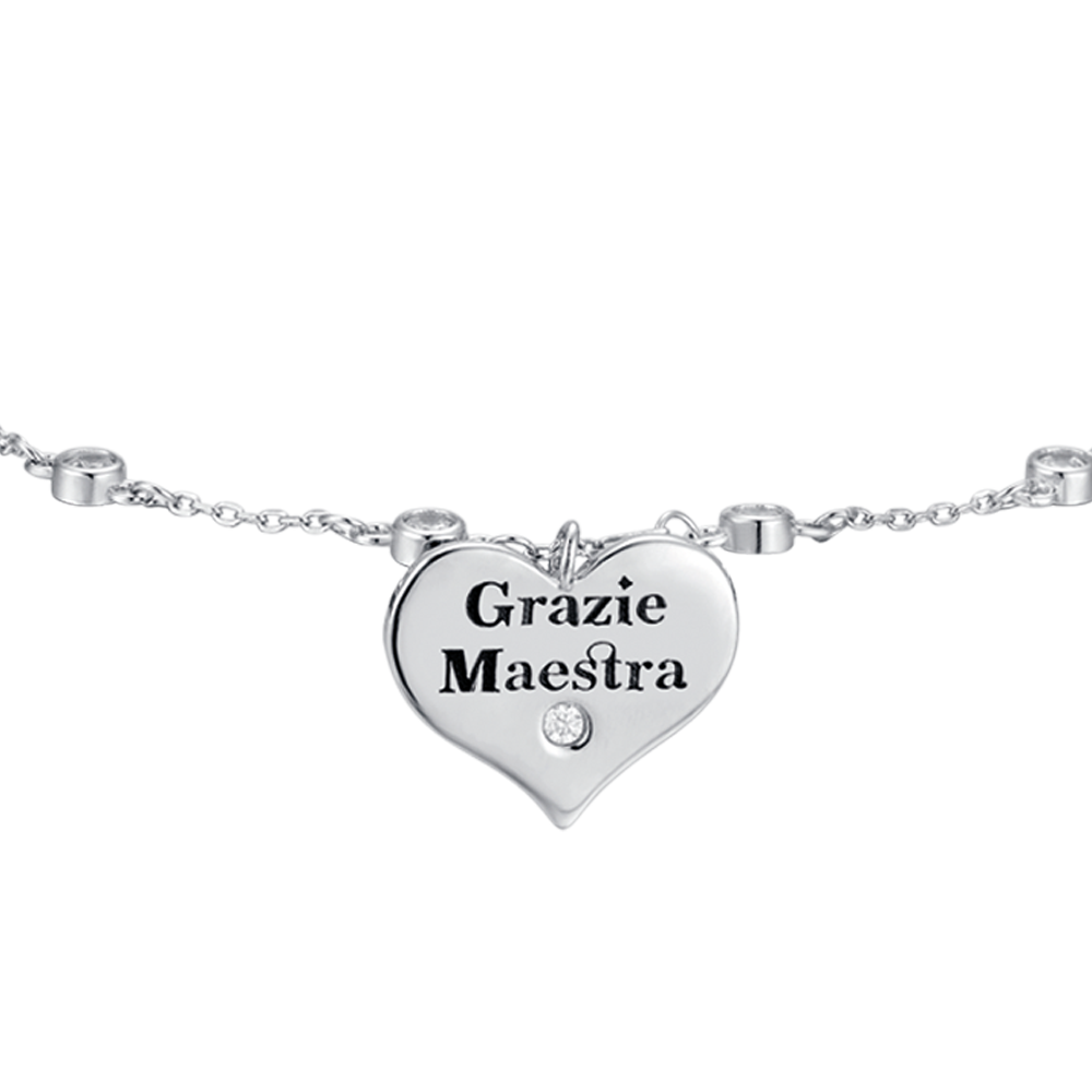 BRACCIALE IN ARGENTO CON CUORE GRAZIE MAESTRA Melitea