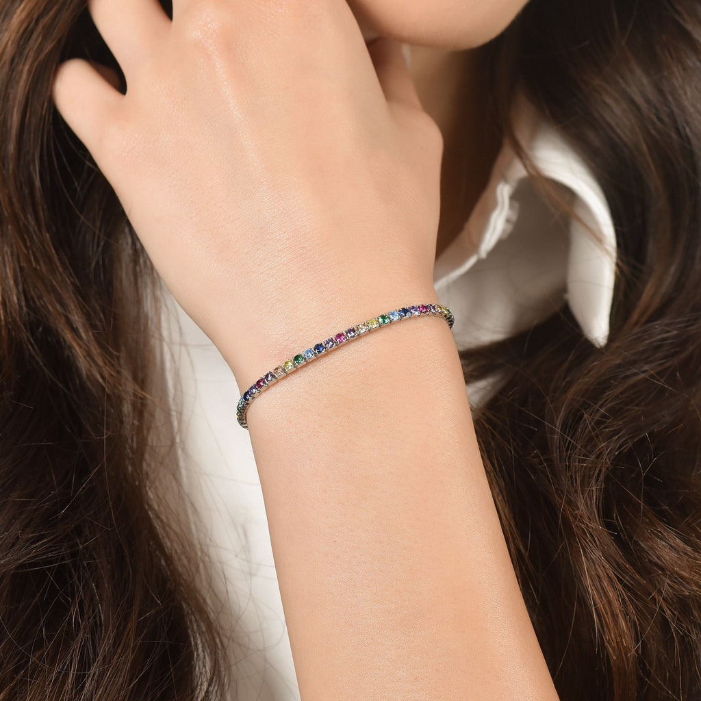 BRACCIALE TENNIS IN ARGENTO CON ZIRCONI MULTICOLOR Melitea