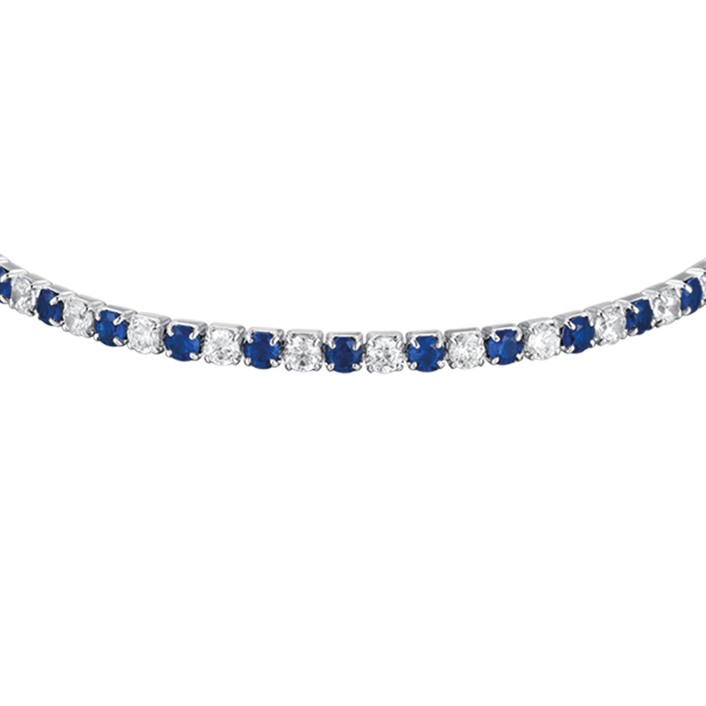 BRACCIALE TENNIS IN ARGENTO CON ZIRCONI BIANCHI E BLU Melitea