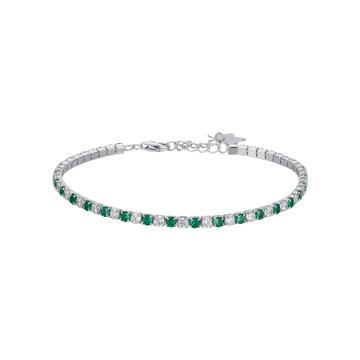 BRACCIALE TENNIS IN ARGENTO CON ZIRCONI BIANCHI E VERDI Melitea