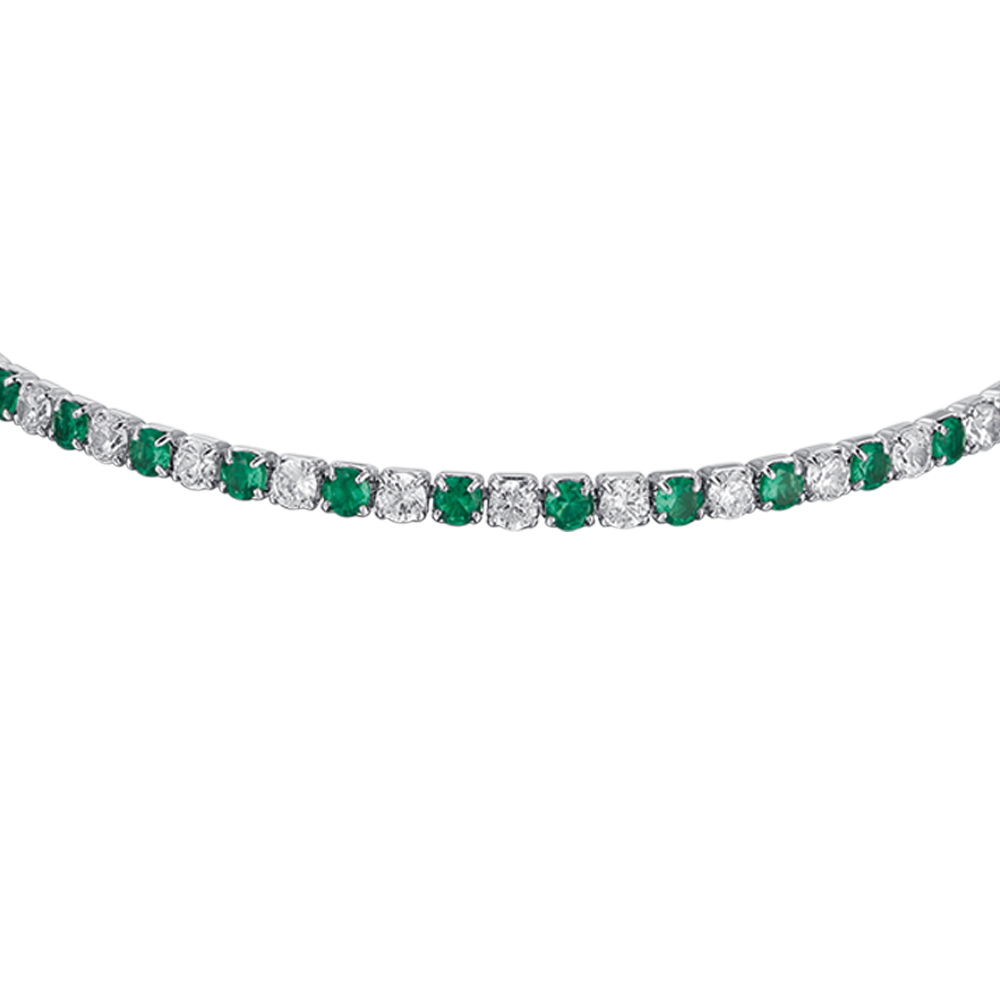BRACCIALE TENNIS IN ARGENTO CON ZIRCONI BIANCHI E VERDI Melitea