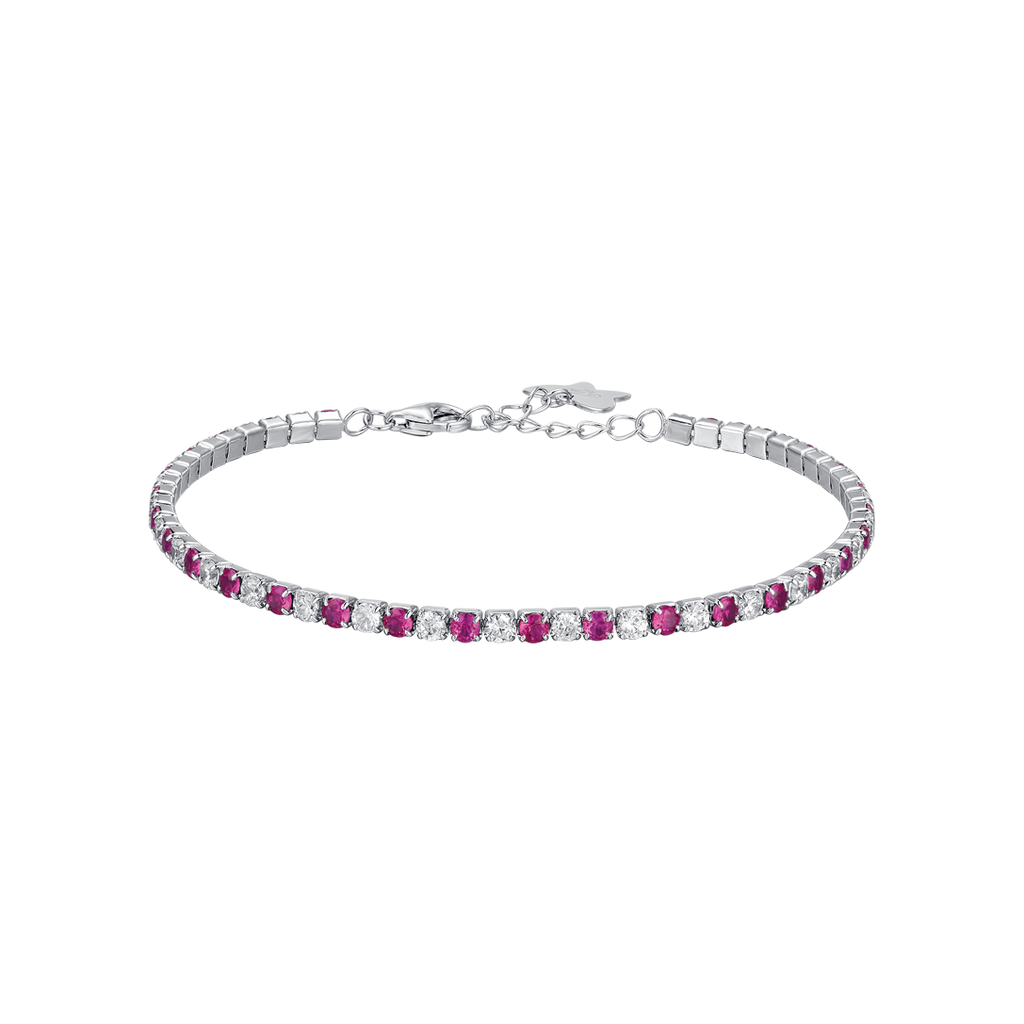 BRACCIALE TENNIS IN ARGENTO CON ZIRCONI BIANCHI E FUCSIA Melitea