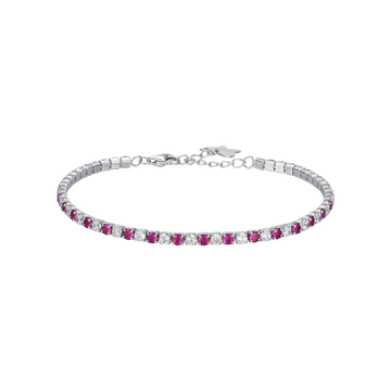 BRACCIALE TENNIS IN ARGENTO CON ZIRCONI BIANCHI E FUCSIA Melitea