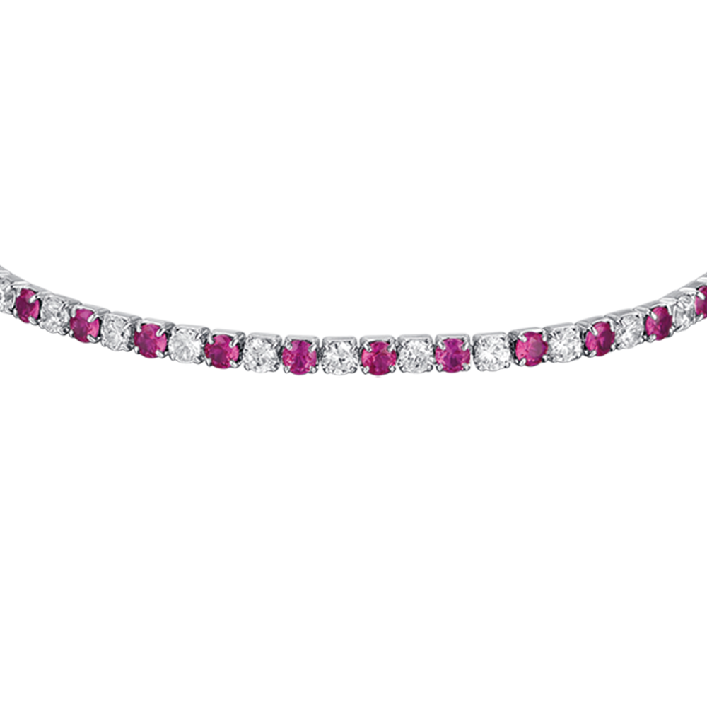 BRACCIALE TENNIS IN ARGENTO CON ZIRCONI BIANCHI E FUCSIA Melitea