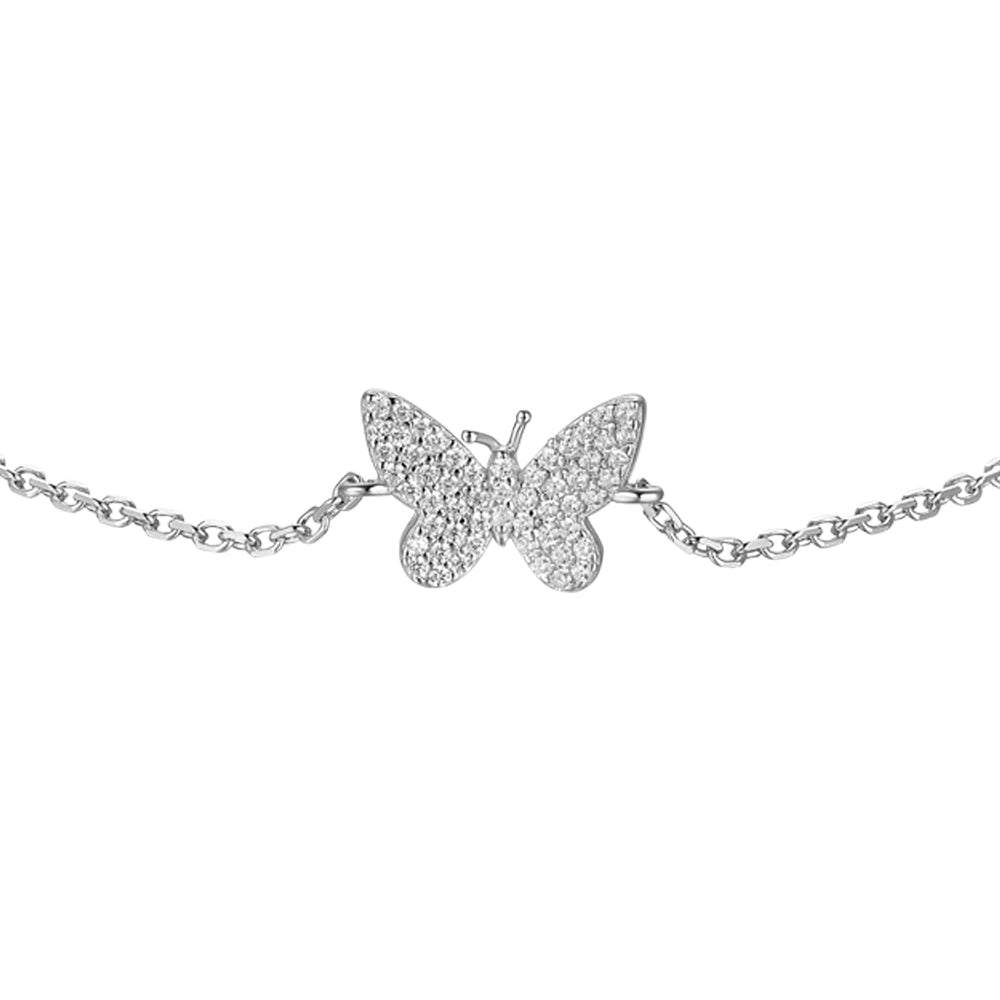 BRACCIALE DONNA IN ARGENTO CON FARFALLA CON ZIRCONI BIANCHI Melitea