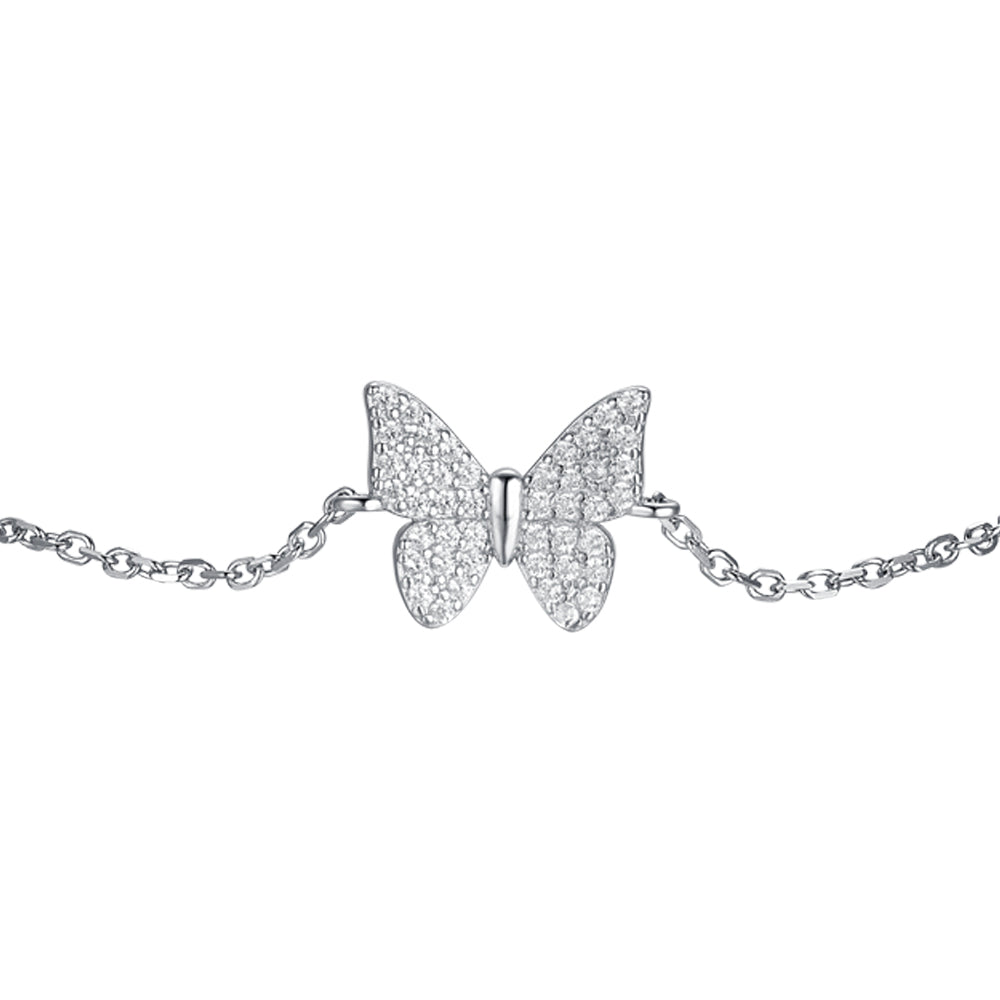 BRACCIALE DONNA IN ARGENTO CON FARFALLA CON ZIRCONI BIANCHI Melitea