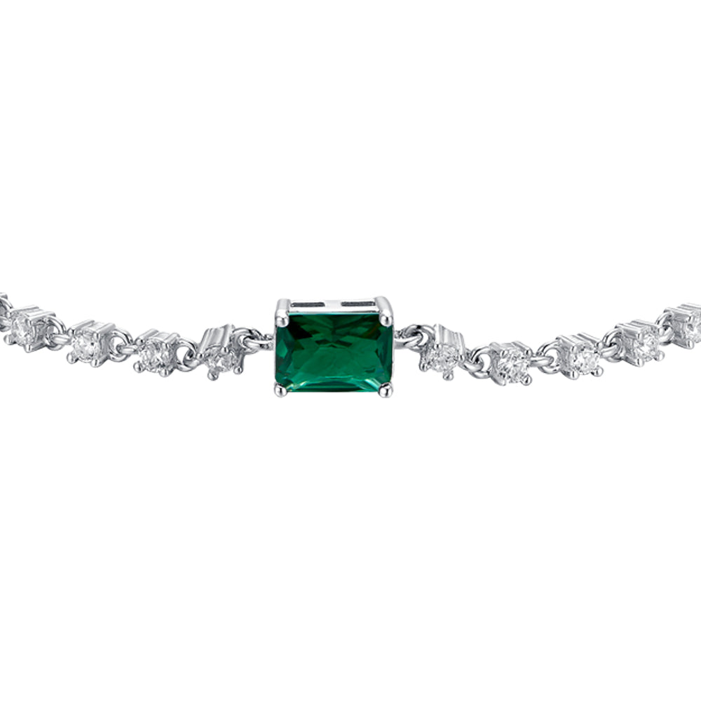 BRACCIALE DONNA IN ARGENTO CON ZIRCONI VERDI E BIANCHI Melitea