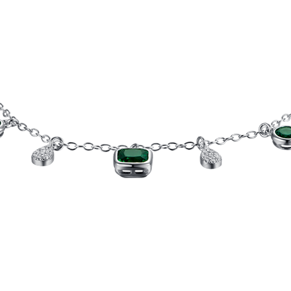 BRACCIALE DONNA IN ARGENTO CON ZIRCONI VERDI E BIANCHI Melitea