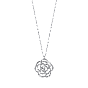 Collana in argento con rosa e  zirconi Melitea