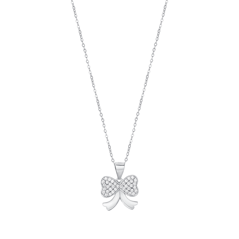 COLLANA IN ARGENTO CON FIOCCO CON CRISTALLI BIANCHI Melitea