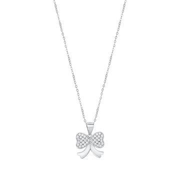 COLLANA IN ARGENTO CON FIOCCO CON CRISTALLI BIANCHI Melitea
