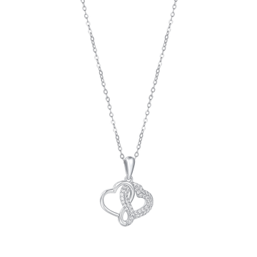 COLLANA IN ARGENTO CON CUORI CON CRISTALLI BIANCHI Melitea