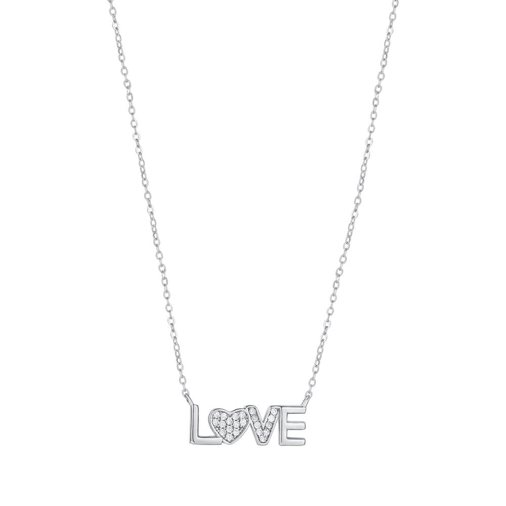 COLLANA IN ARGENTO LOVE CON CRISTALLI BIANCHI Melitea