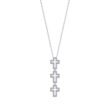 COLLANA IN ARGENTO CON CROCI CON CRISTALLI BIANCHI Melitea