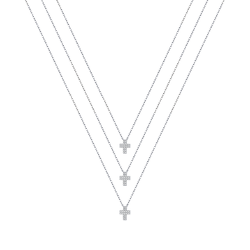 COLLANA IN ARGENTO CON CROCI CON CRISTALLI BIANCHI Melitea
