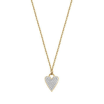 COLLANA IN ARGENTO IP GOLD CON CUORE CON CRISTALLI BIANCHI Melitea