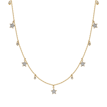 COLLANA IN ARGENTO IP GOLD CON STELLE CON CRISTALLI BIANCHI Melitea