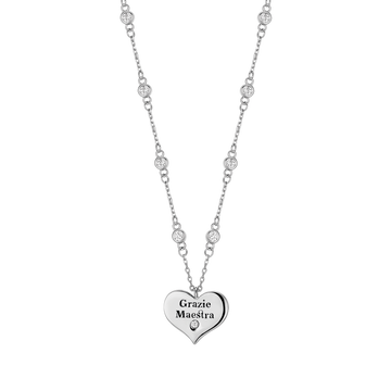 COLLANA IN ARGENTO CON CUORE GRAZIE MAESTRA Melitea