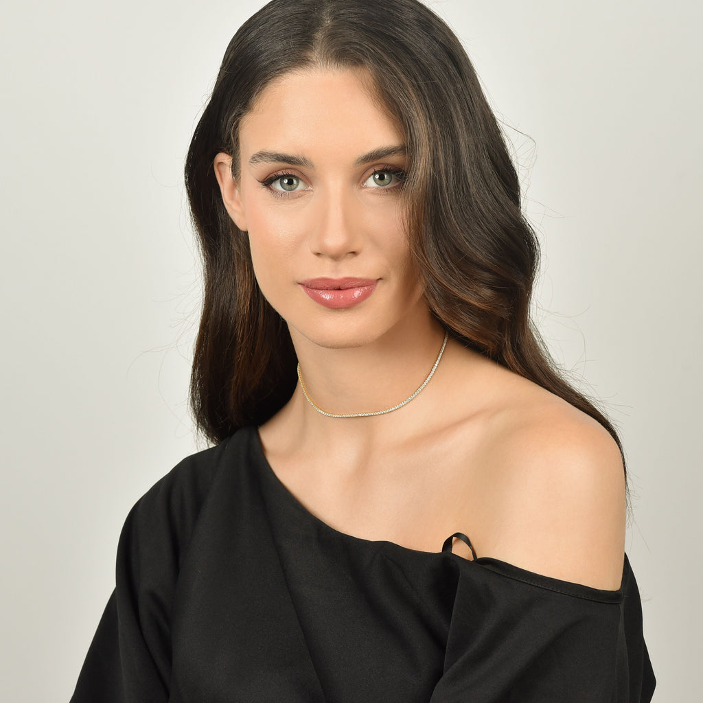 COLLANA TENNIS IN ARGENTO IP GOLD CON ZIRCONI BIANCHI Melitea