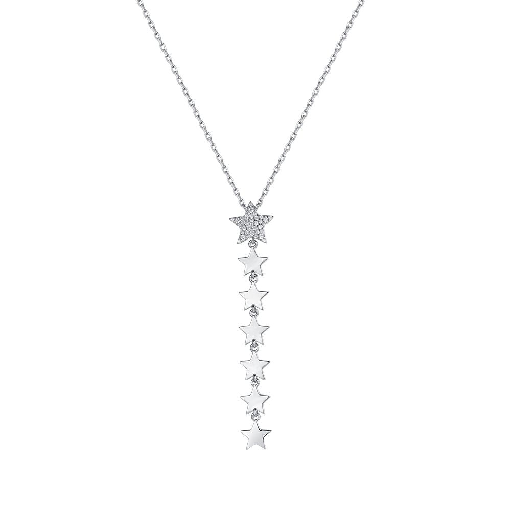 COLLANA DONNA IN ARGENTO CON STELLE. STELLA CENTRALE CON ZIRCONI BIANCHI Melitea