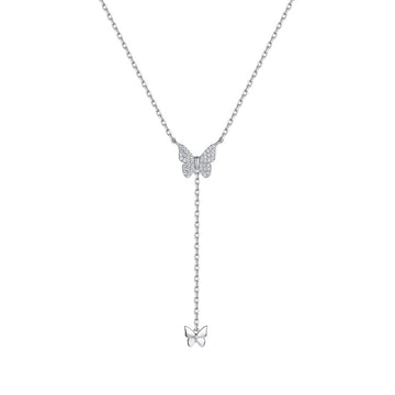COLLANA DONNA IN ARGENTO CON FAFALLE. FARFALLA CENTRALE CON ZIRCONI BIANCHI Melitea