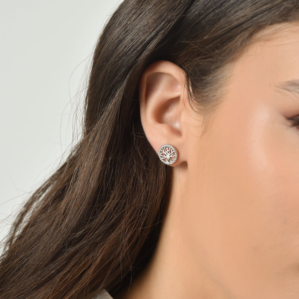 ORECCHINI IN ARGENTO CON ALBERO DELLA VITA CON CRISTALLI BIANCHI Melitea
