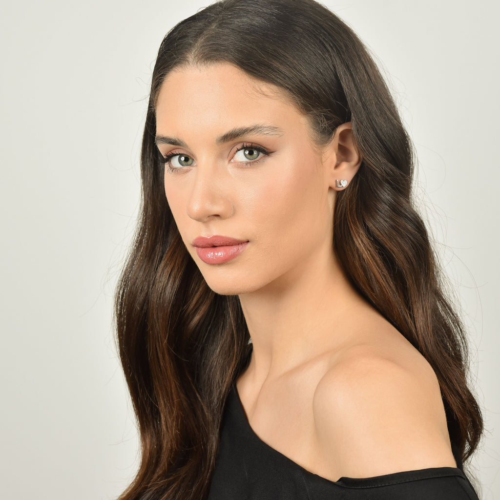 ORECCHINI IN ARGENTO LOVE CON CRISTALLI BIANCHI Melitea