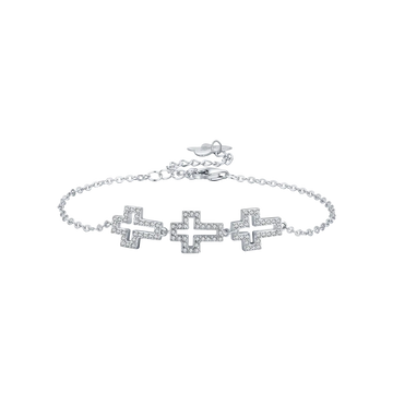 SILVER BRACELET WITH CROSSES WITH WHITE CRYSTALS Melitea