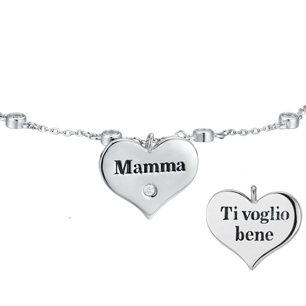 SILVER BRACELET WITH HEART MOM I LOVE YOU Melitea