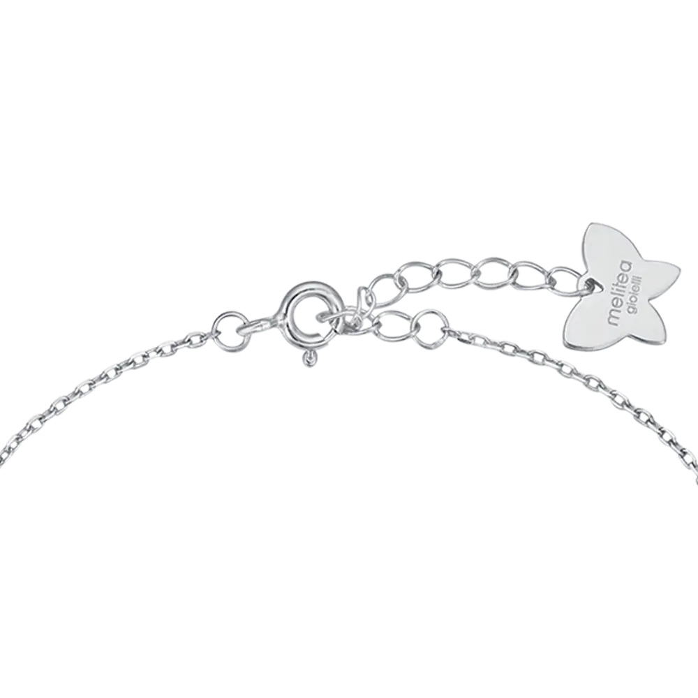 silver bow bracelet with white crystals melitea