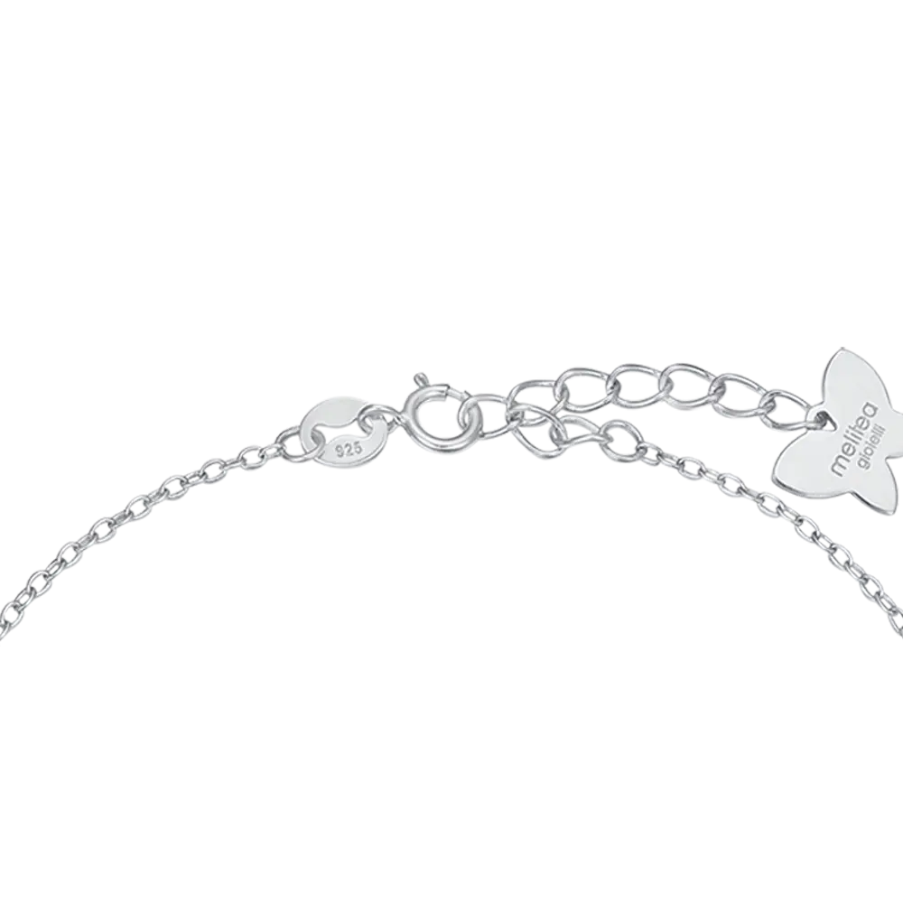 SILVER BRACELET WITH PIUMA WITH WHITE CRYSTALS Melitea