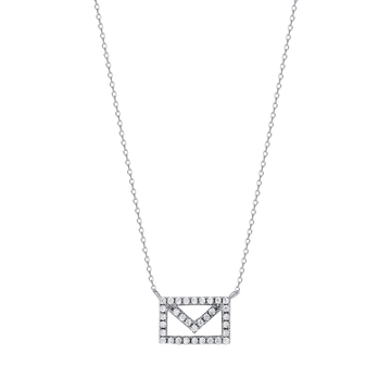 silver necklace with letter pendant and white rhinestones melitea