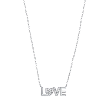 LOVE SILVER NECKLACE WITH WHITE CRYSTALS Melitea