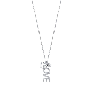 LOVE SILVER NECKLACE WITH WHITE CRYSTALS Melitea