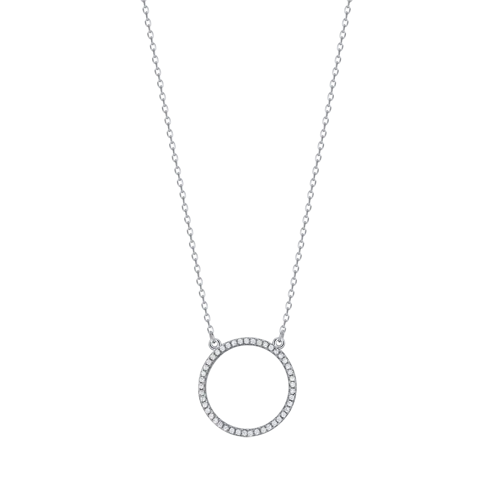 Silver necklace with cubic zirconia circle Melitea