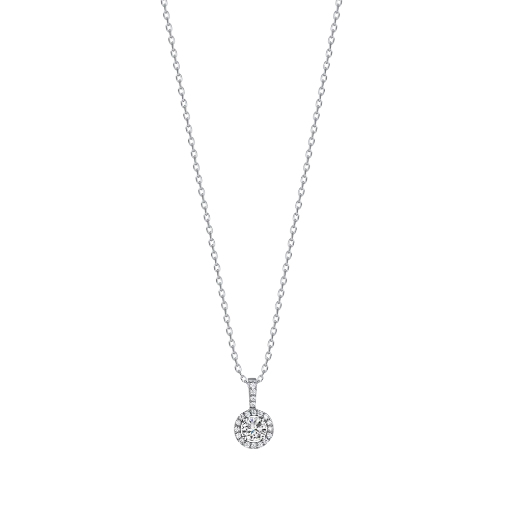 Silver necklace with white crystal and cubic zirconia Melitea